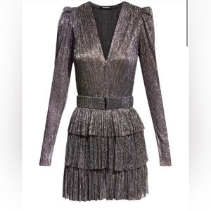 Sabina Musayev, carry metallic mini cocktail dress